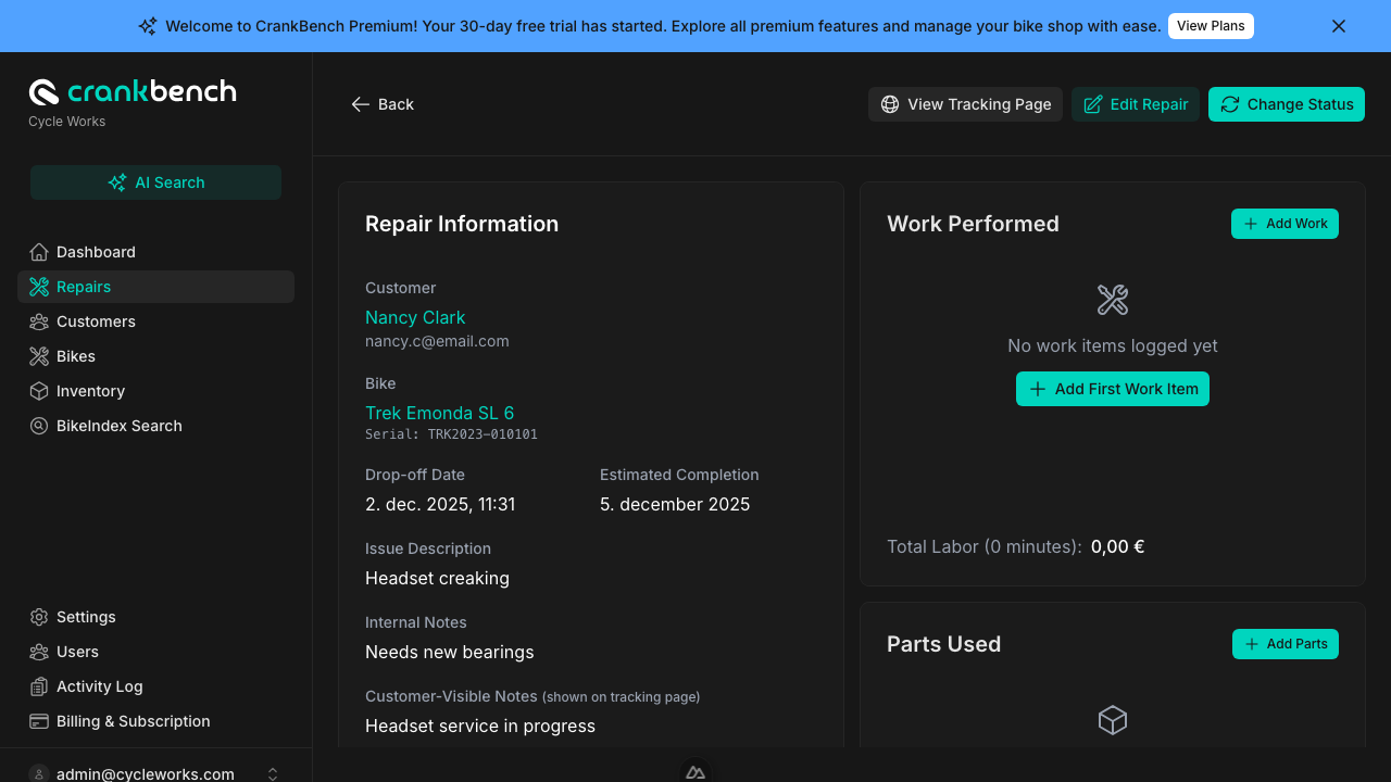 CrankBench Repair Detail